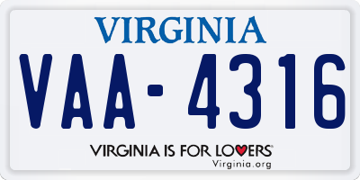 VA license plate VAA4316