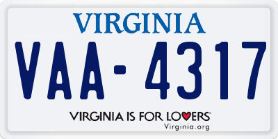 VA license plate VAA4317