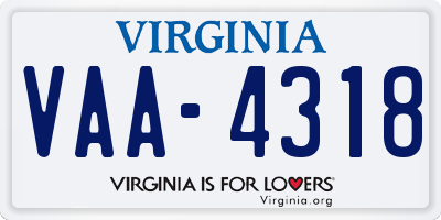 VA license plate VAA4318