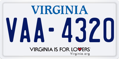 VA license plate VAA4320