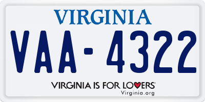 VA license plate VAA4322