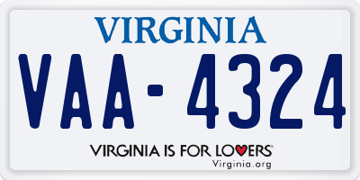 VA license plate VAA4324