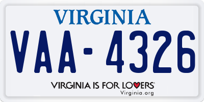 VA license plate VAA4326