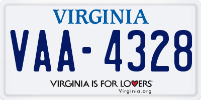 VA license plate VAA4328