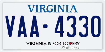 VA license plate VAA4330