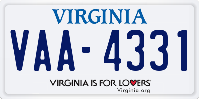 VA license plate VAA4331