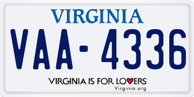 VA license plate VAA4336