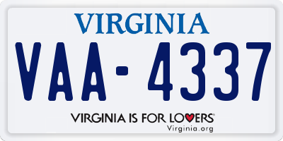 VA license plate VAA4337