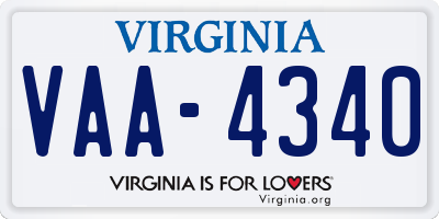 VA license plate VAA4340