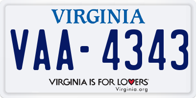 VA license plate VAA4343