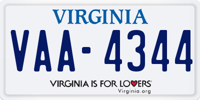 VA license plate VAA4344