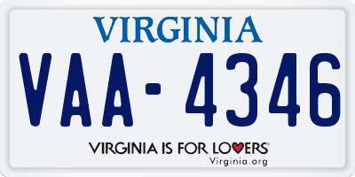 VA license plate VAA4346