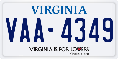 VA license plate VAA4349