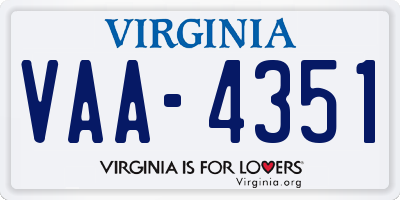 VA license plate VAA4351