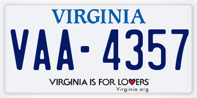 VA license plate VAA4357