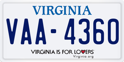 VA license plate VAA4360