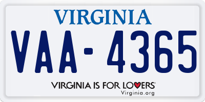 VA license plate VAA4365