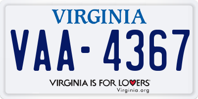 VA license plate VAA4367