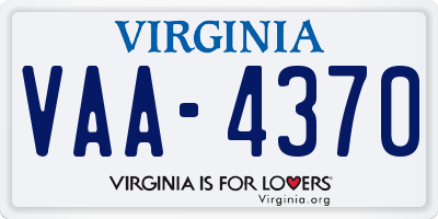 VA license plate VAA4370
