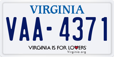 VA license plate VAA4371