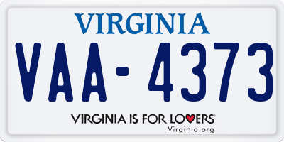 VA license plate VAA4373