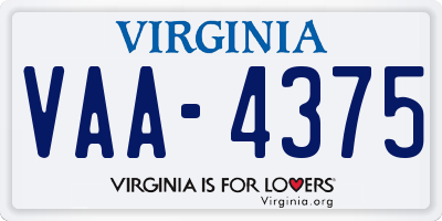 VA license plate VAA4375