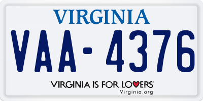 VA license plate VAA4376