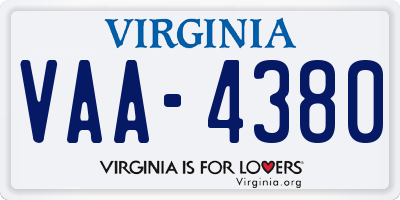 VA license plate VAA4380