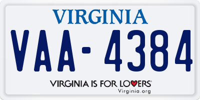 VA license plate VAA4384