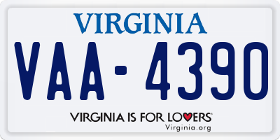 VA license plate VAA4390