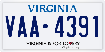 VA license plate VAA4391