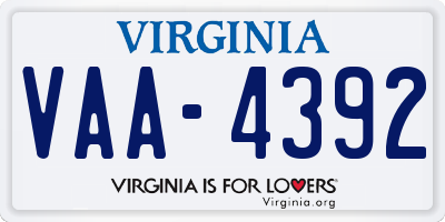 VA license plate VAA4392