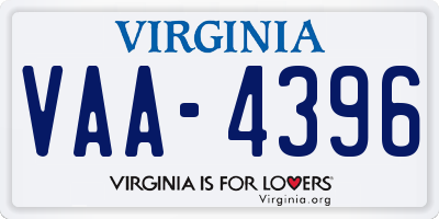 VA license plate VAA4396