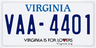 VA license plate VAA4401
