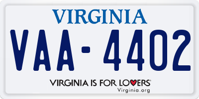 VA license plate VAA4402