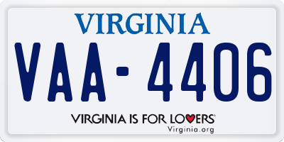 VA license plate VAA4406