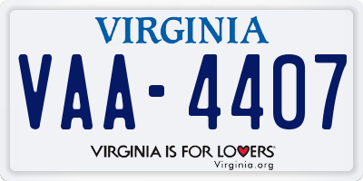 VA license plate VAA4407