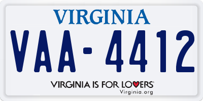 VA license plate VAA4412