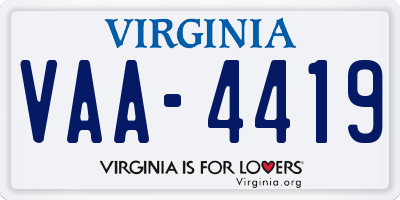 VA license plate VAA4419