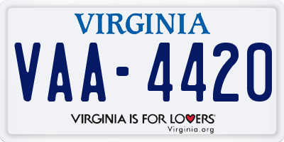 VA license plate VAA4420