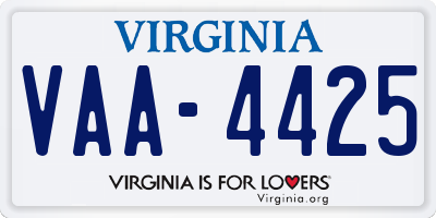 VA license plate VAA4425