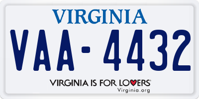 VA license plate VAA4432