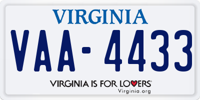 VA license plate VAA4433