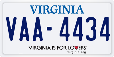 VA license plate VAA4434