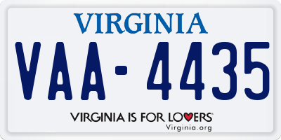 VA license plate VAA4435