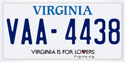 VA license plate VAA4438