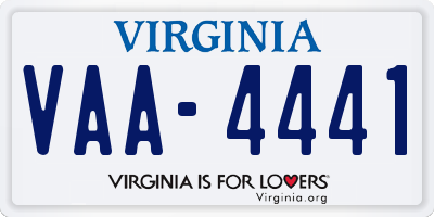 VA license plate VAA4441