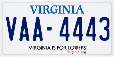 VA license plate VAA4443