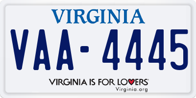 VA license plate VAA4445