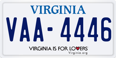 VA license plate VAA4446